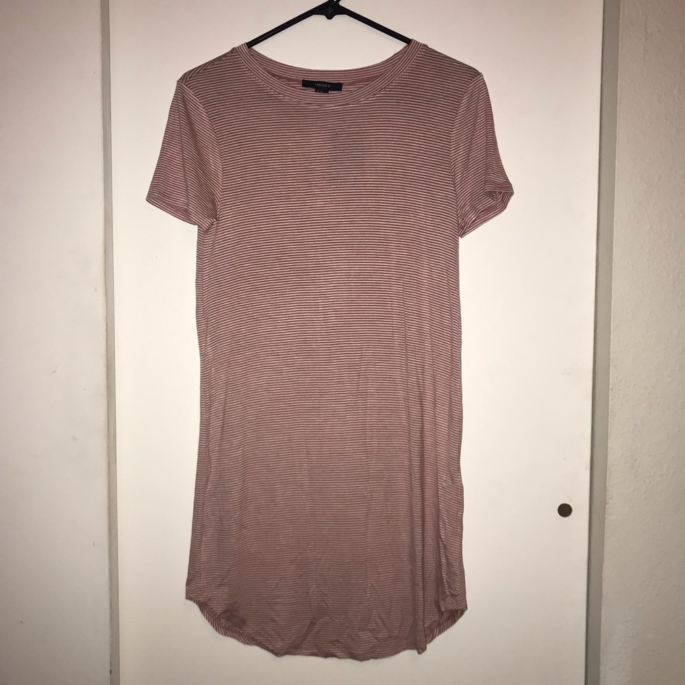 Forever 21 Striped Dress Pink and White